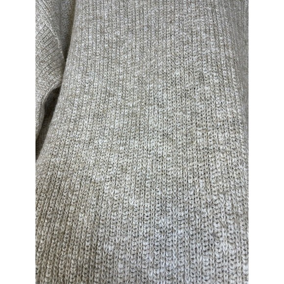 Vintage 70s LL Bean Mens Large Cotton Rayon Jute Knit V-Neck Sweater Tan USA - Picture 4 of 8